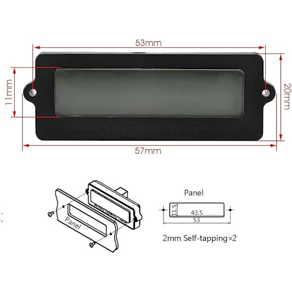 LY6N 12V-48V blybatteri 3S-15S litiumbatteri digital batterikapacitetstestare, batteriprocentindikator med LCD-skärm - blå bakgrundsbelysning