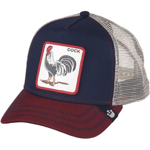 Trucker Hat Män - Mesh Baseball SnapBack Cap - Marinblå-Röd Tupp