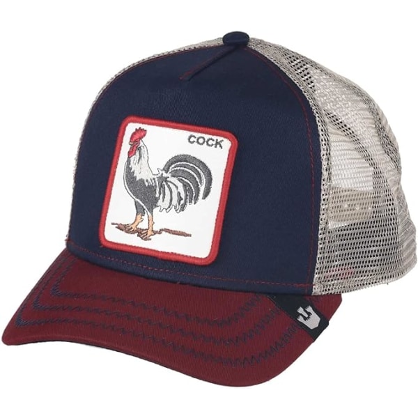 Trucker Hat Mænd - Mesh Baseball SnapBack Cap - Navy-rød hane