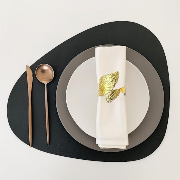 10 st Bladformade Metallservettringar, Utsökta Slitstarka & Rostfria Servetthållare, Servett Spänne Ring för Påsk Julmiddag Bankett Bord Dekoration