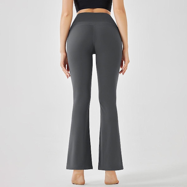 Bootcut Yoga-byxor för kvinnor med fickor, hög midja, utsvängda, lediga träningsleggings