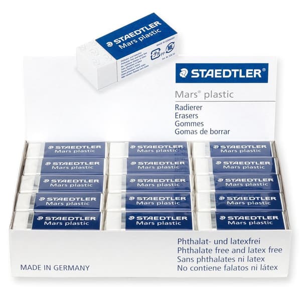 Mars Plastic Eraser Pack Of  Plastic Mini, Hvid