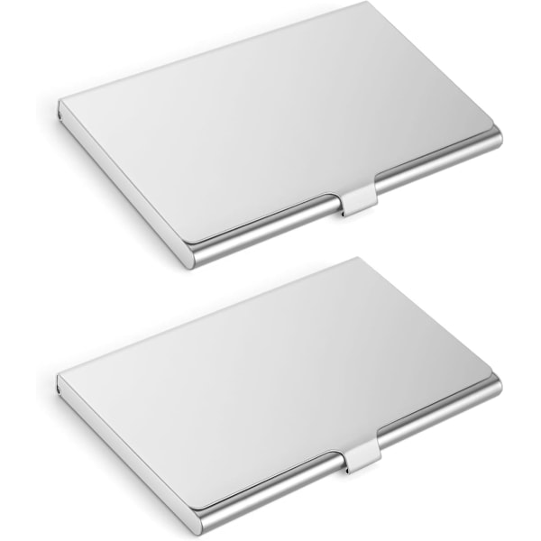Slim metall visitkortshållare, 2-pack rostfritt stål visitkortsfodral, superlätt metall visitkortshållare för män och kvinnor, för affärer