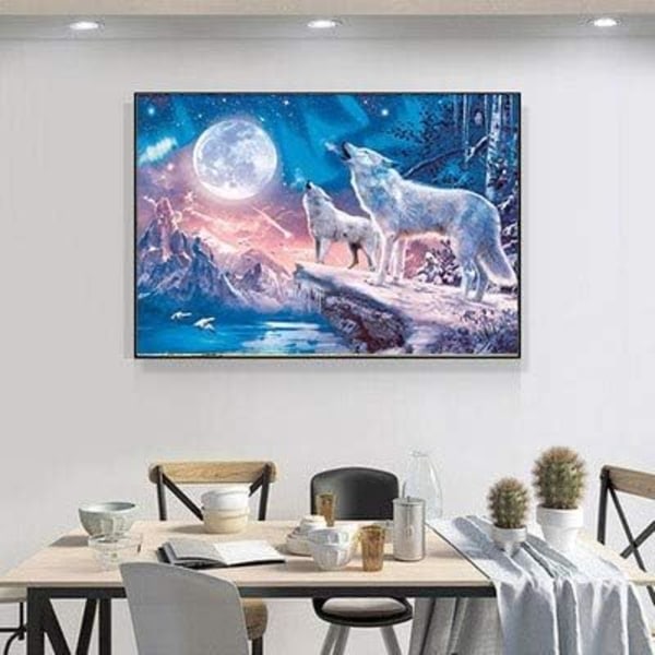 Diamantmålning - 30x40cm - Varg Multicolor