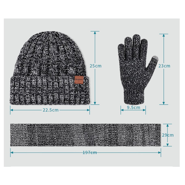 Dam vinter varm mössa mössa ull stickad mössa halsduk handskar set