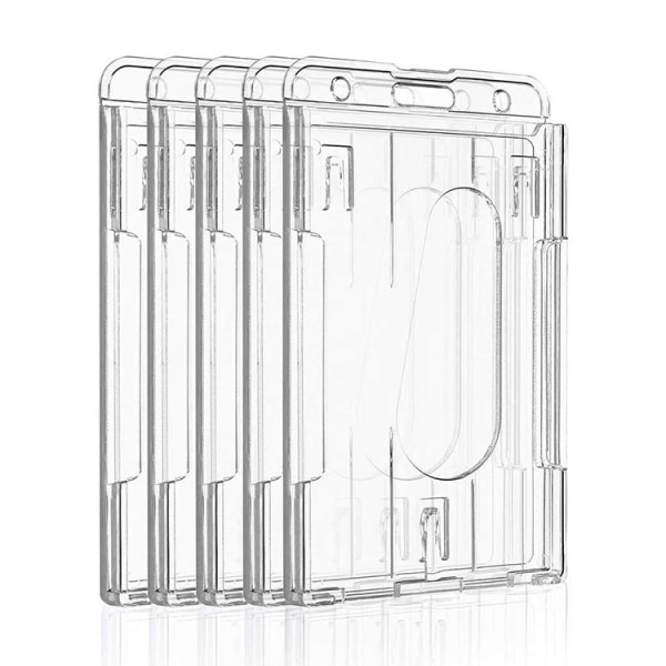 Vertikal 2-korts badgeholder med tommelfingeråbning, hårdt transparent PC-etui