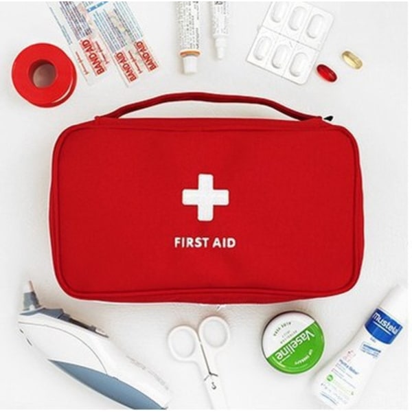 1 stk. Rejsetaske til medicin, nødtaske, førstehjælpskasse og sorteringspose (rød)
