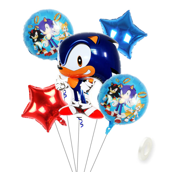 5 kappaletta Sonic The Hedgehog Helium -ilmapalloja Sonic The Hedgehog -bileisiin