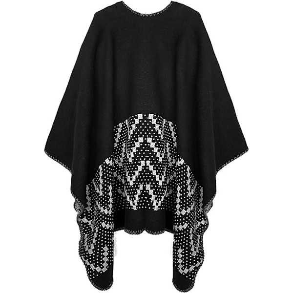 Kvinnors Färgblock Sjal Wrap Öppen Framsida Poncho Cape 130*150CM b