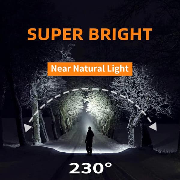 Oppladbar hodelykt PRO+, 5000mAh 1500 Lumen Super Bright 230° Beam LED Hodelykt, Hodelykter kompatible kompatibleehead, 3 Moduser, IPX6 Hodelykter compa