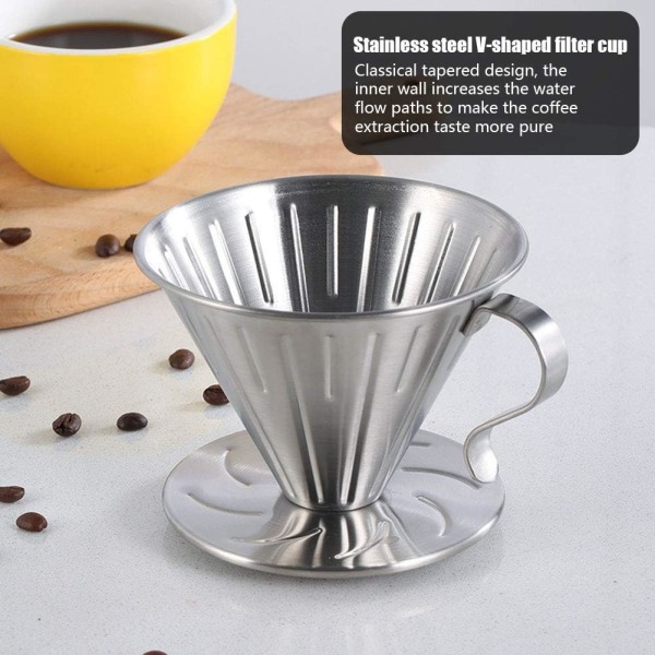 Kaffe Filter, 304 Rustfrit Stål Filter Kop Hæld Over Drypper Kaffe Maskine