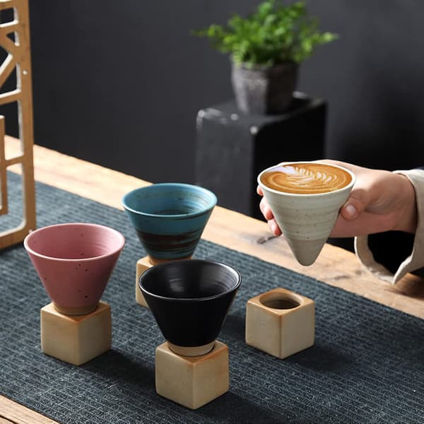 1 st Keramik Espresso Koppar Grov Keramik Kaffe Mugg med Bas 7oz Mini Esp