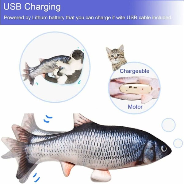 Elektronisk fiskleksak för katt, rörlig simulering, realistisk automatisk interaktion