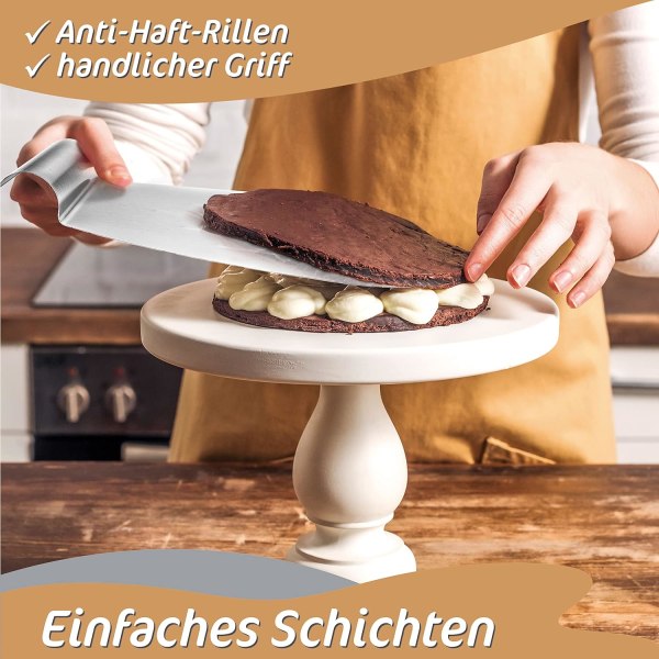 Kakeflytter - flat rustfritt stål kakebeskytter - formstabil kakeflytter med forsænket grep - ideell som kakebunn, hjelper i kaketilberedning og pizzaskall 26,8*27,2cm