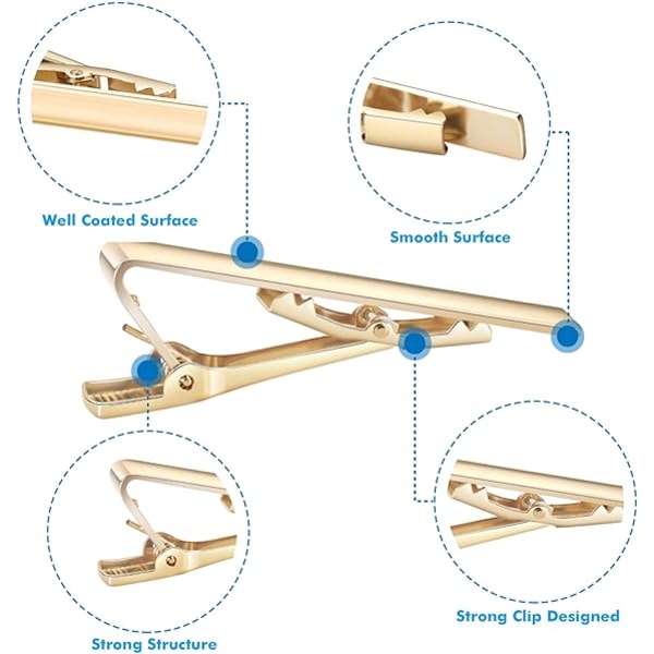 4 st slips för slipsklämma slipsklämma för män guld svart silver blå 58