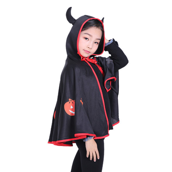 Barn Halloween Jul Kostymer Cape med Horn Hood Häxa Ond Cosplay Dr