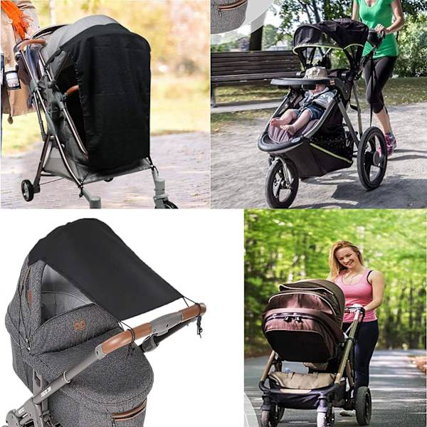 Barnvagnssufflett, universell justerbar sufflett, rivbeständig solskyddssufflett, för barnvagnar, parasoll barnvagnar (svart)