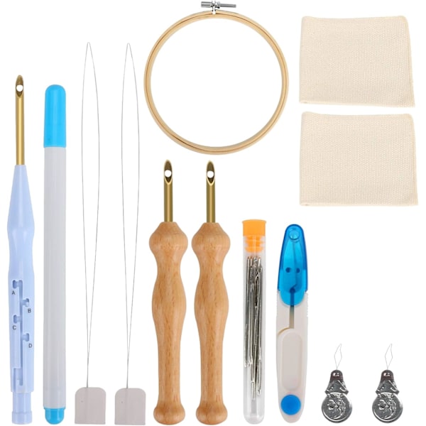 Punch Needle Kit, Broderistartersett Inkluderer Justerbar Teppe