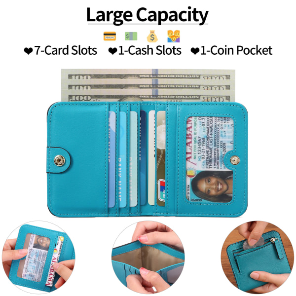 RFID Blockering Liten Mini Compact Wallet Trifold Kreditkortshållare