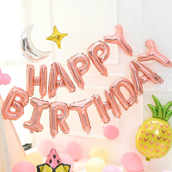 Folioballoonit Onnellinen Syntymäpäivä Bannerisetti - Rose Gold, Onnellinen Syntymäpäivä Balloonit Juhlan Koristeluun, Onnellinen Syntymäpäivä Balloonit Onnellinen Syntymäpäivä Juhlan Koristeluun