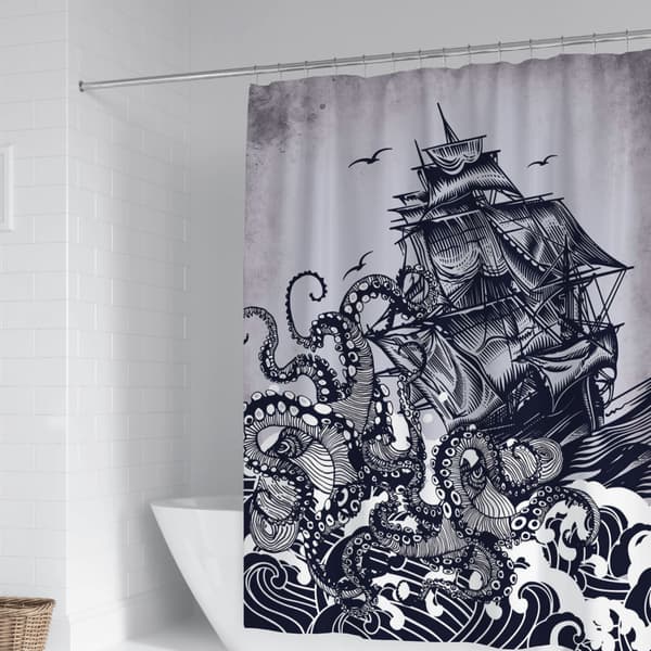 Duschdraperi med svart mönster, 100cm*180cm