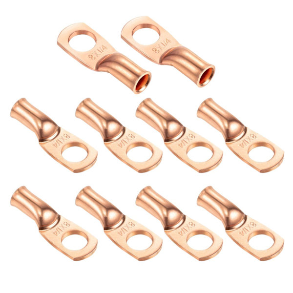 Crimp Lug Batterikabelender 0,41 tommer 8 AWG Rørformede Ringterminaler Lukket