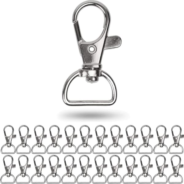 Vridbar karbinhake, D-ring vridbara krokar, 24-pack, 16 mm bred, med 360 graders