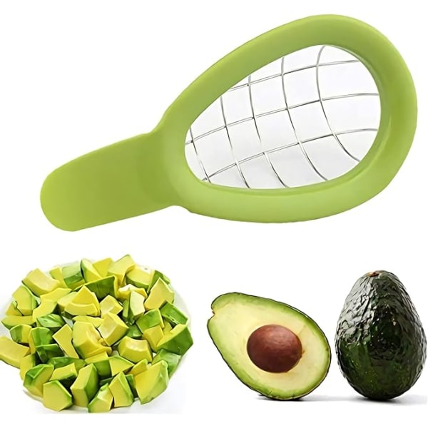 Avocado i rustfritt stål i biter Slicer Cuber og Dicer Chopper, Fjern Pit S