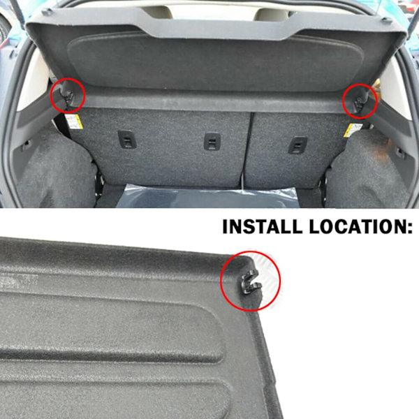2x Paket Hyllfästen för Focus MK3 015532109E Svart Bakre Bagagehyllfästen Kompatibel med F ord Fiesta Focus B-Max C-Max C3