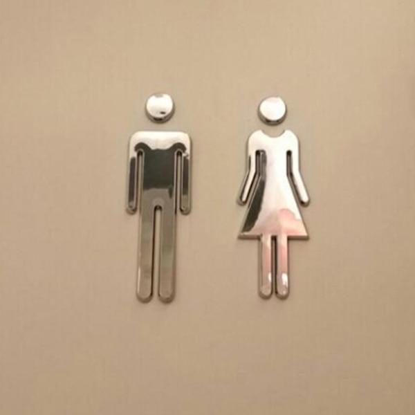2 stk. 12x4cm Wc Dørplade Toilet Skilte Mænd Kvinder Toilet Mærkater Adhesi