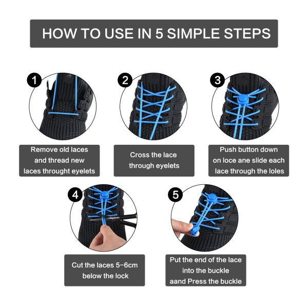 2-pak elastiske snørebånd med snøre - Bind ikke dine sko 1
