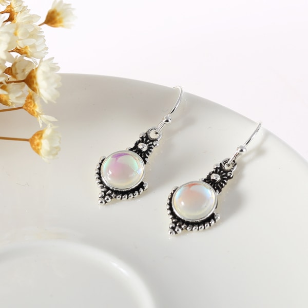 Örhängen för kvinnor flickor, eleganta kvinnor Faux Moonstone Hook Earrin