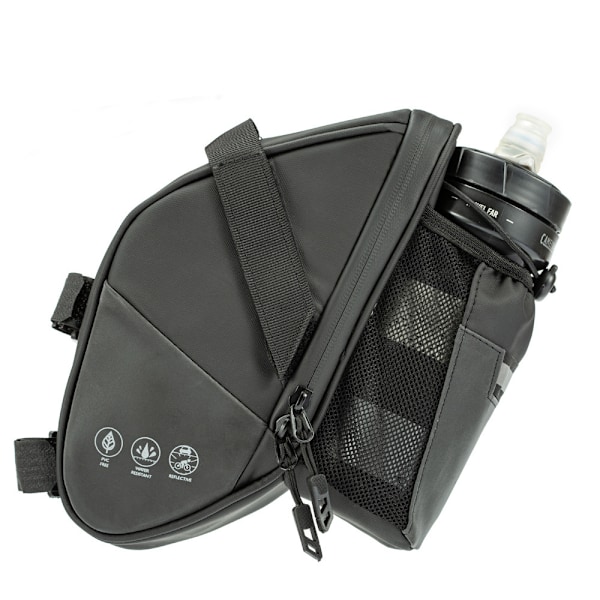 Bike Saddle Bag - Waterproof - Tearproof Rear Bag - for MTB and Road Bike - with Water Bottle Pocket (1.5L)