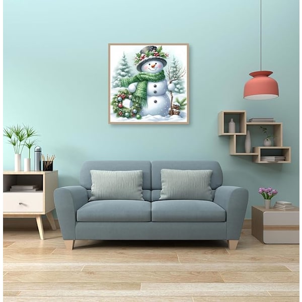 Juldiamanter Konstmålning Kit för Vuxna, Snögubbe Diamanter Konstmålning Kit för Nybörjare 5D Full Borr Diamanter, Gem Art Hantverk för Vuxna Vägg