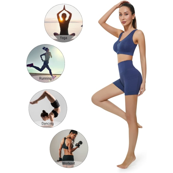 Kvinders højtaljede Active Wear Shorts Yoga Leggings, mavekontrol træning
