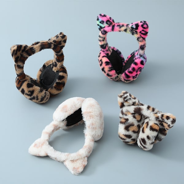 Jente Leopard Faux Fur Ørevarmere Ørevarmere Vinter Varm Plysj Øre