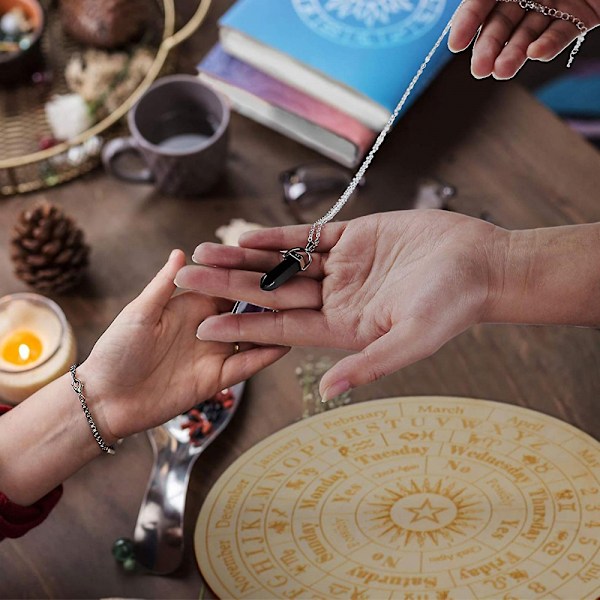 Träpendlybräda för spådom med stjärna och sol, snidad astrologi, dowsing, metafysiskt budskap, rund platta, häxverktyg