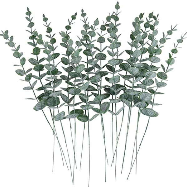 24 stykker Eucalyptus stængler Dekorative Kunstige Eucalyptus Blade Artifici