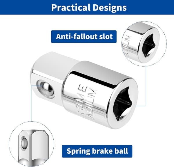 Stikadapter, 6 stk. Ratchet Adapter, Adapter Sæt 1/4\" til 3/8\", 3/8\" til