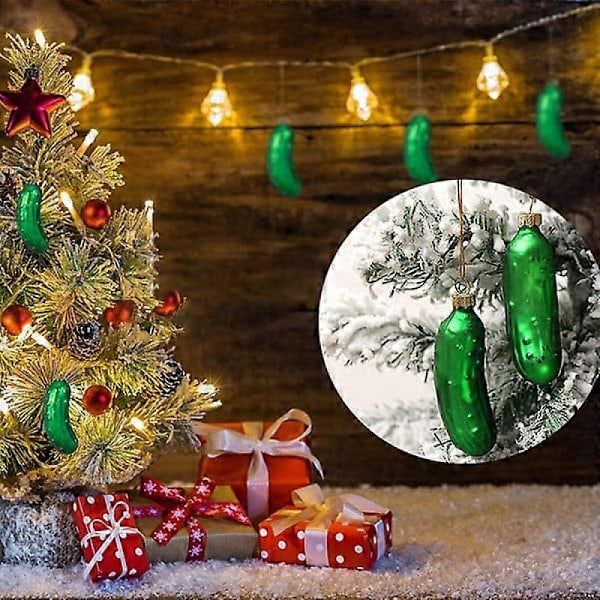 4 st Glasgurka Ornament Traditionella Julhängen Glasgurka Julgransprydnader Hänge Julgransdekorationer