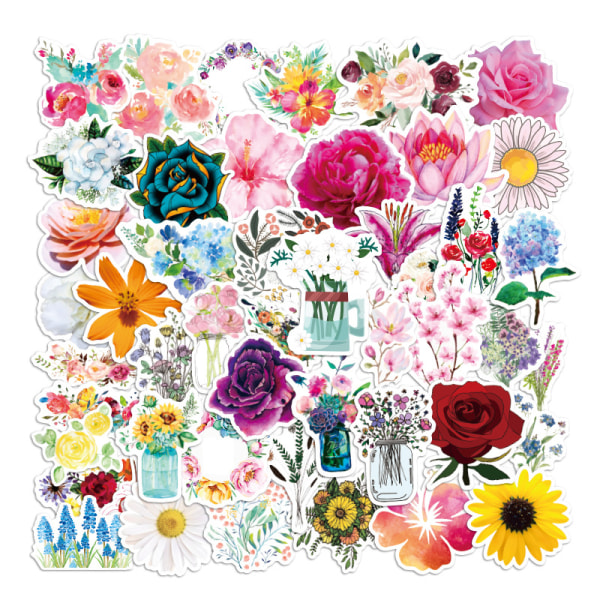 50 Pack of Stickers - Flowers multicolour