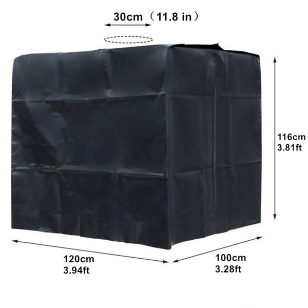 IBC vanntankdeksel 1000 L regntankbeholderdeksel med vindtett glidelås 120*100*116CM