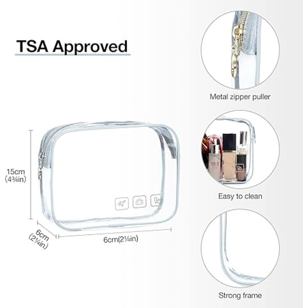 Toilettaske hængende rejse makeup organizer med TSA godkendt gennemsigtig kosmetik taske makeup taske til fuld størrelse toiletartikler, lyseblå 10 tommer