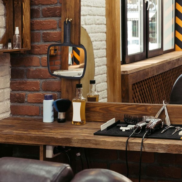 Manuell frisörspegel för professionella salonger med handtag - rektangulär hand