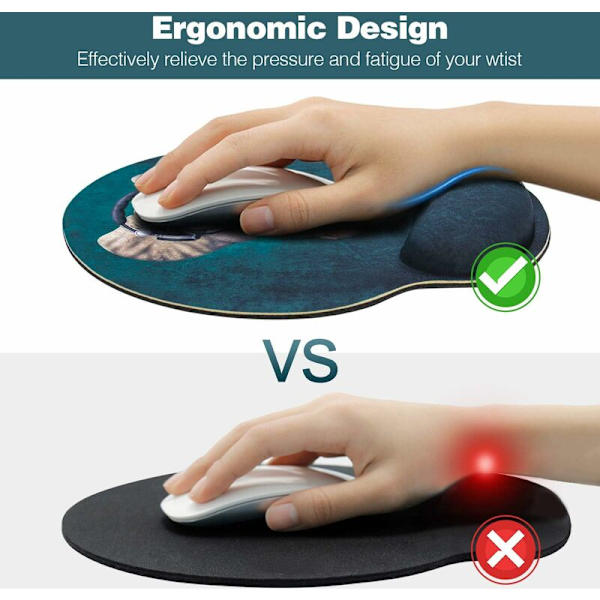 Ergonomisk musmatta med gelhandledsstöd - Lindra smärta - Sött grönt mönster -