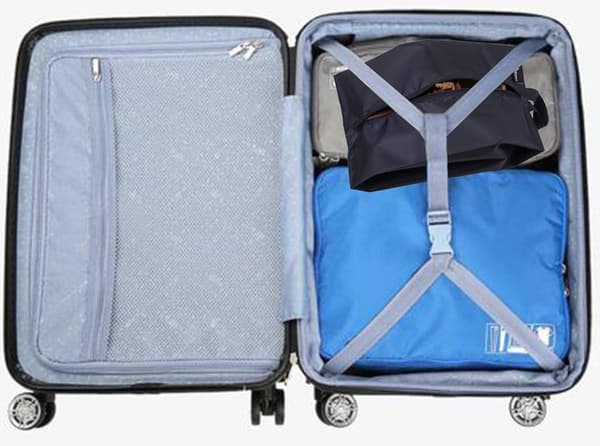 Portabla resväskor i polyester med dragkedja (4-pack, svart)