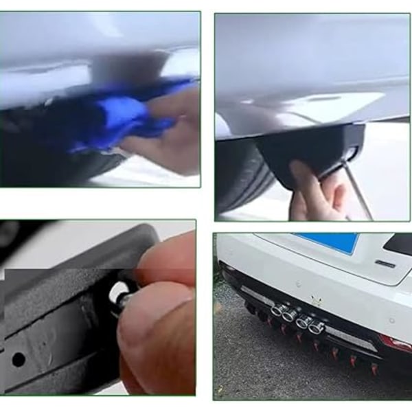 4 stk. bilens bagkofanger spoiler diffuser, hajfin diffuser universel bagkofanger spoiler anti-slid chassis dekoration bil spoiler, rød sort
