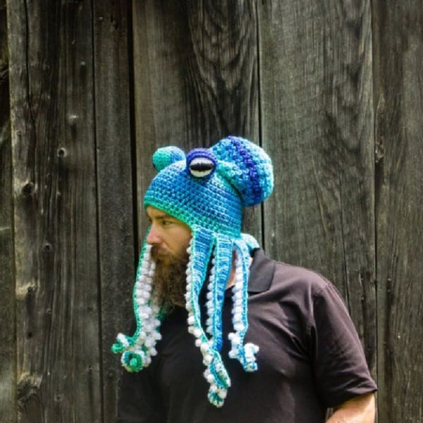 Stickad vintermössa Stickad mössa Octopus Hat Unik mjuk och varm handväv
