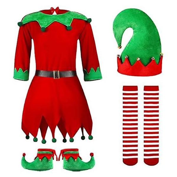 Girls Christmas Dress Red Long Sleeve Christmas Outfits Set-Size: 160