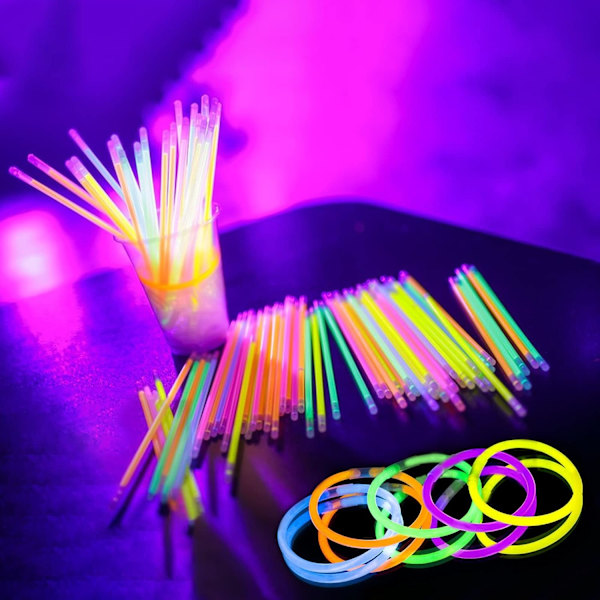Glow Sticks Bulk Party Supplies | 100 st 8 tum Glowsticks med kopplingar